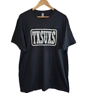 Texas Sucks T-Shirt Men XL Black White TXSUXS Boomer Sooner OU Oklahoma Fans